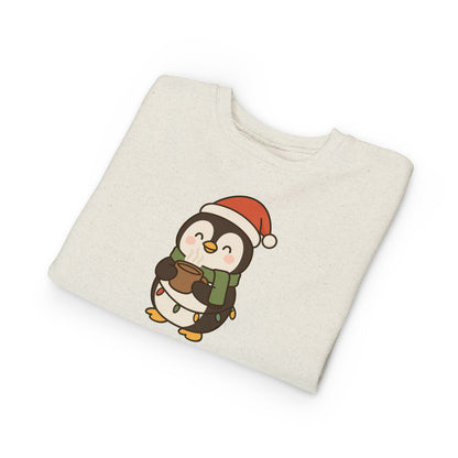 Penguin Drinking Hot Choco Christmas Toddler Sweatshirt