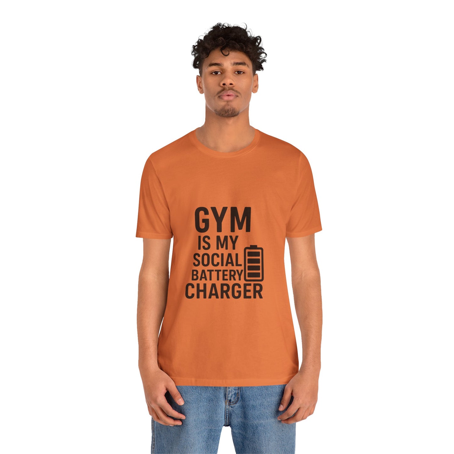 Gym Is My Social Battery Bar Unisex Jersey Short Sleeve Tee T-shirt