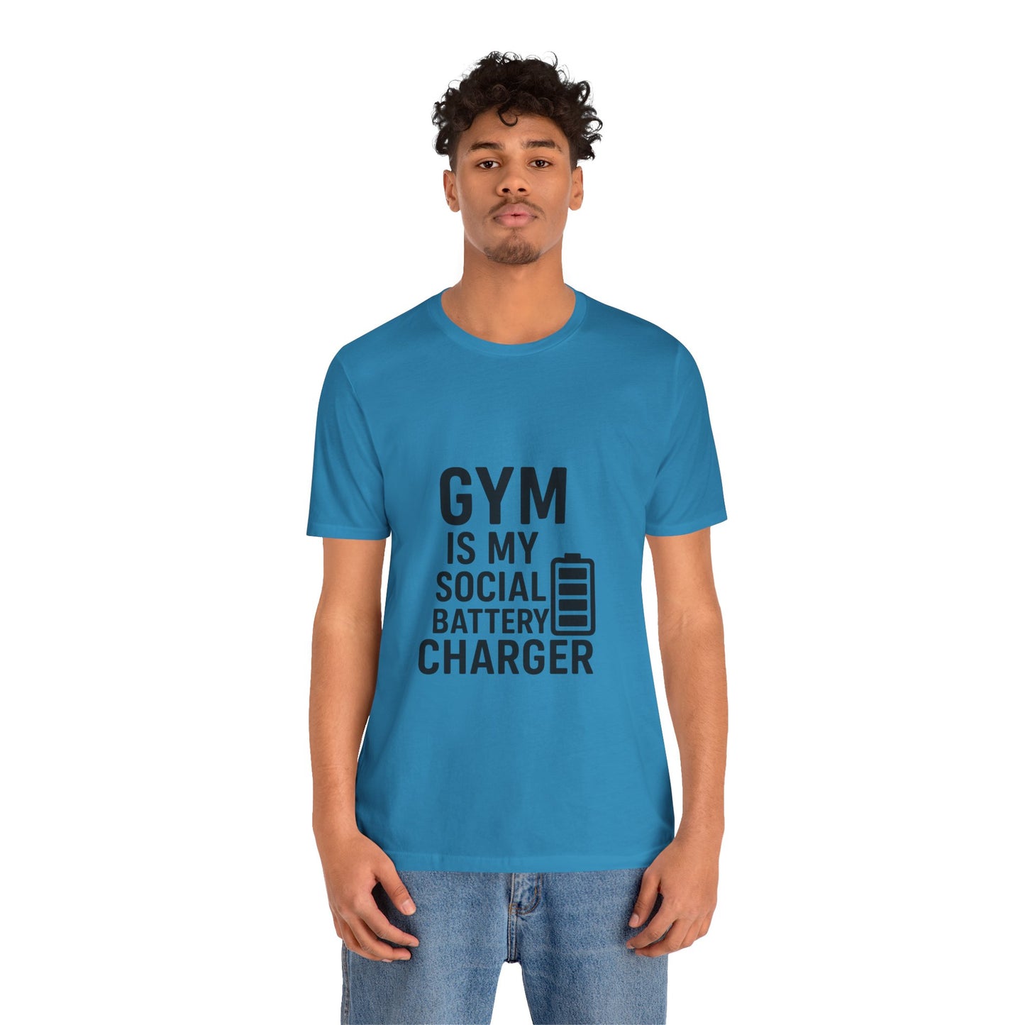 Gym Is My Social Battery Bar Unisex Jersey Short Sleeve Tee T-shirt