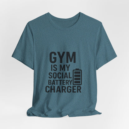 Gym Is My Social Battery Bar Unisex Jersey Short Sleeve Tee T-shirt