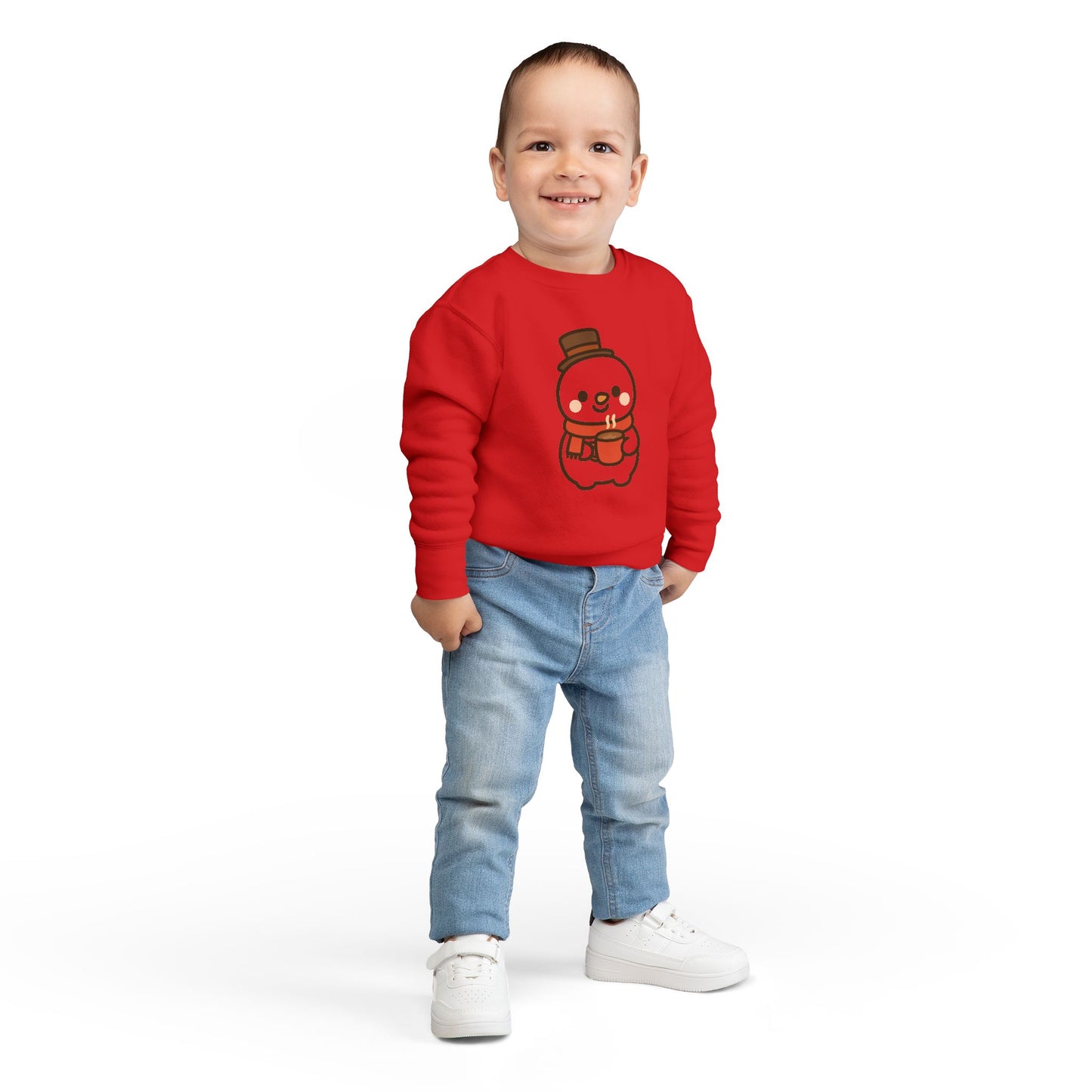 Snowman Drinking Hot Choco Toddler Sweatshirt