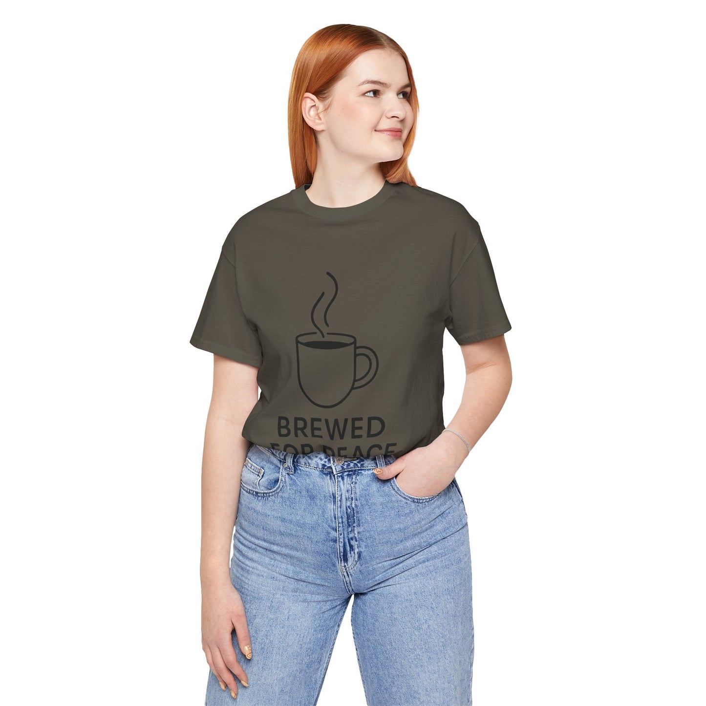 Brewed For Peace Coffee Humor Unisex Jersey Short Sleeve Tee T-shirt
