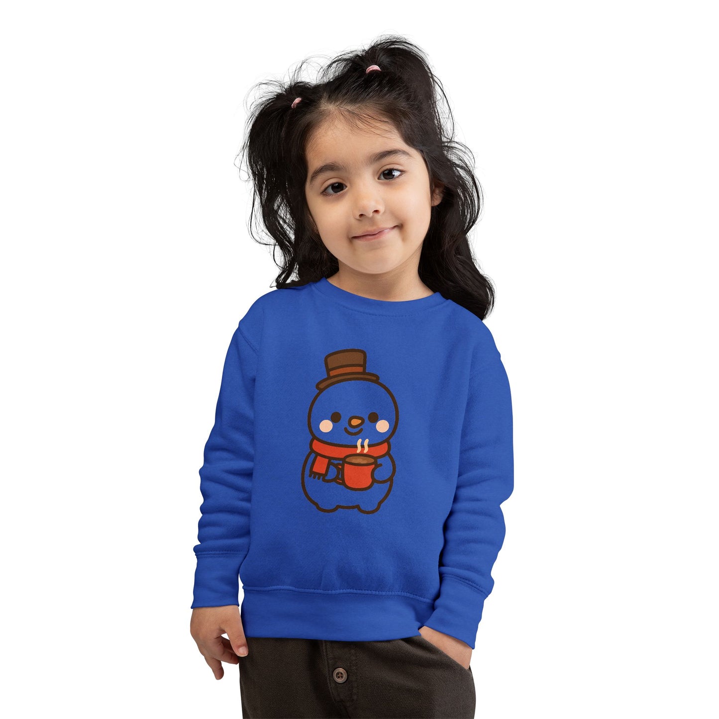 Snowman Drinking Hot Choco Toddler Sweatshirt