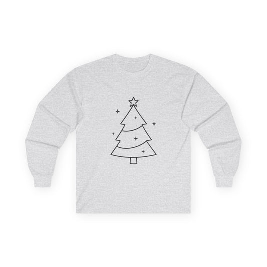 Minimal Design Christmas Tree Unisex Ultra Cotton Long Sleeve Tee