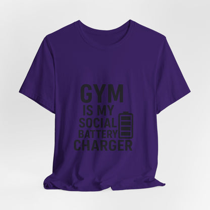 Gym Is My Social Battery Bar Unisex Jersey Short Sleeve Tee T-shirt