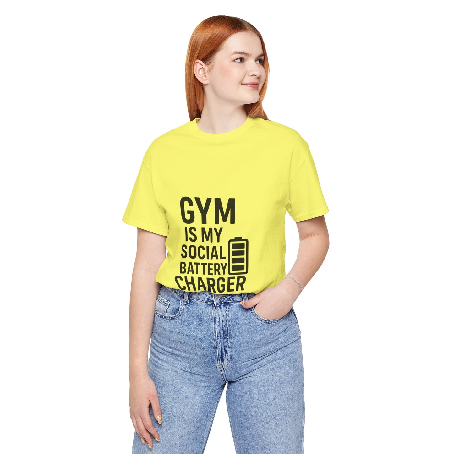 Gym Is My Social Battery Bar Unisex Jersey Short Sleeve Tee T-shirt