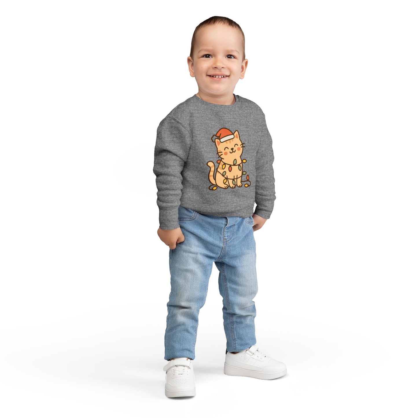 Christmas Decorated CatToddler Sweatshirt