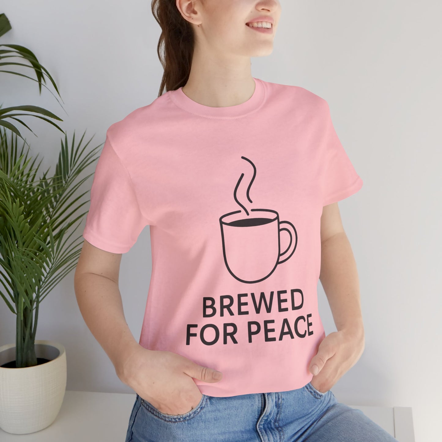 Brewed For Peace Coffee Humor Unisex Jersey Short Sleeve Tee T-shirt