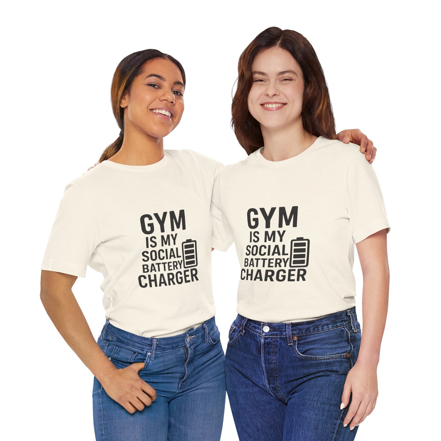 Gym Is My Social Battery Bar Unisex Jersey Short Sleeve Tee T-shirt