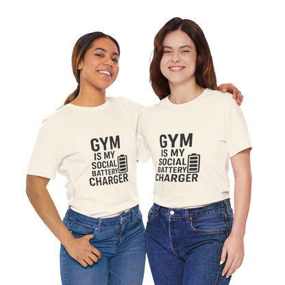 Gym Is My Social Battery Bar Unisex Jersey Short Sleeve Tee T-shirt