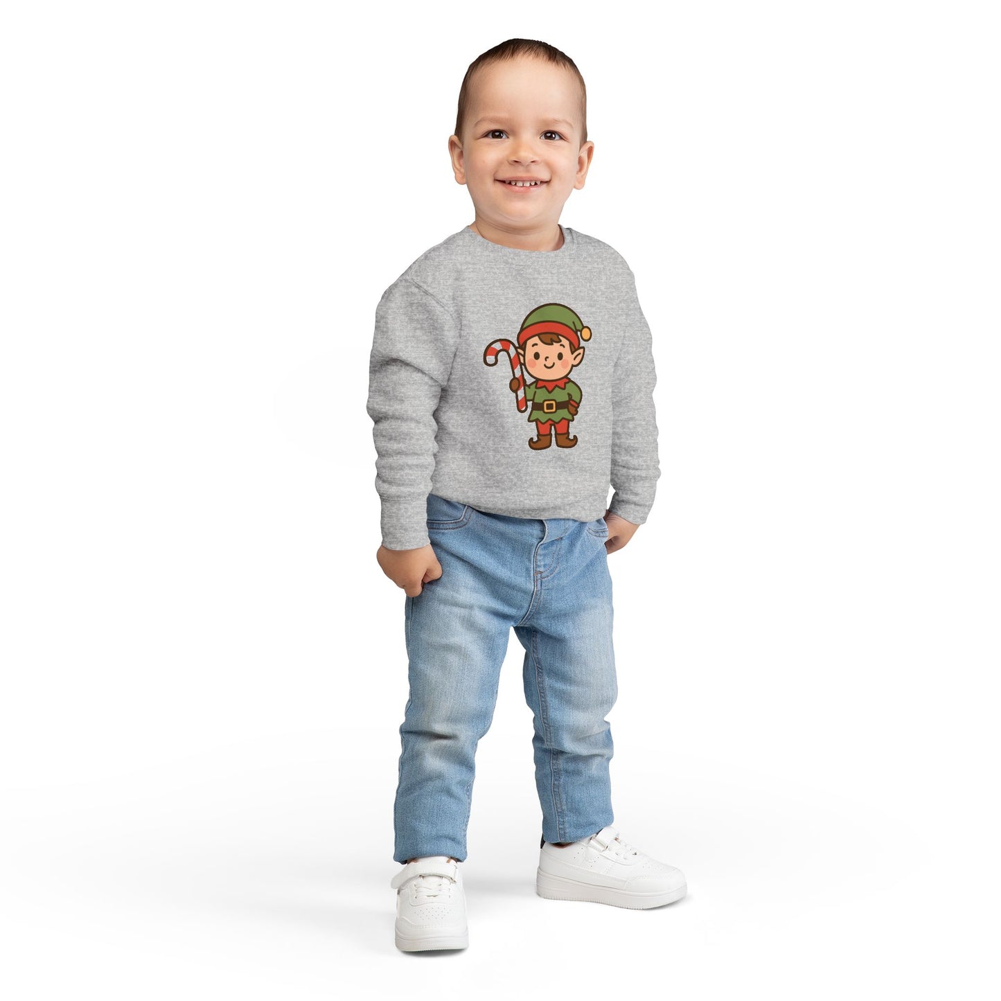 Candy Cane Christmas Elf Toddler Sweatshirt