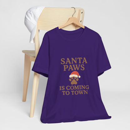 Santa Paws Is Coming To Town Christmas Unisex Jersey Short Sleeve Tee T-shirt