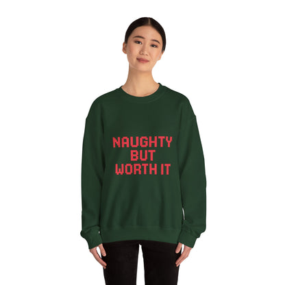 Naughty But Worth It Christmas Unisex Heavy Blend™ Crewneck Sweatshirt