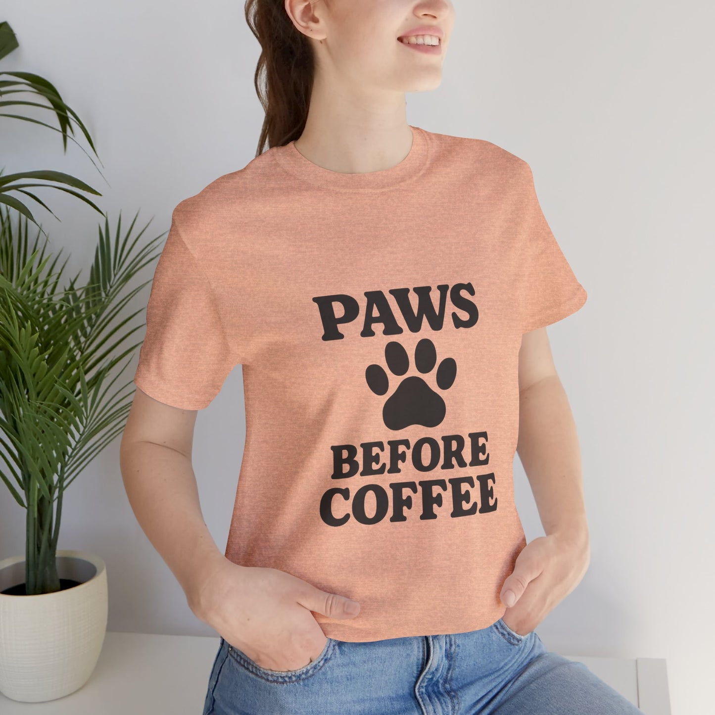 Paws Before Coffee Unisex Jersey Short Sleeve Tee T-shirt