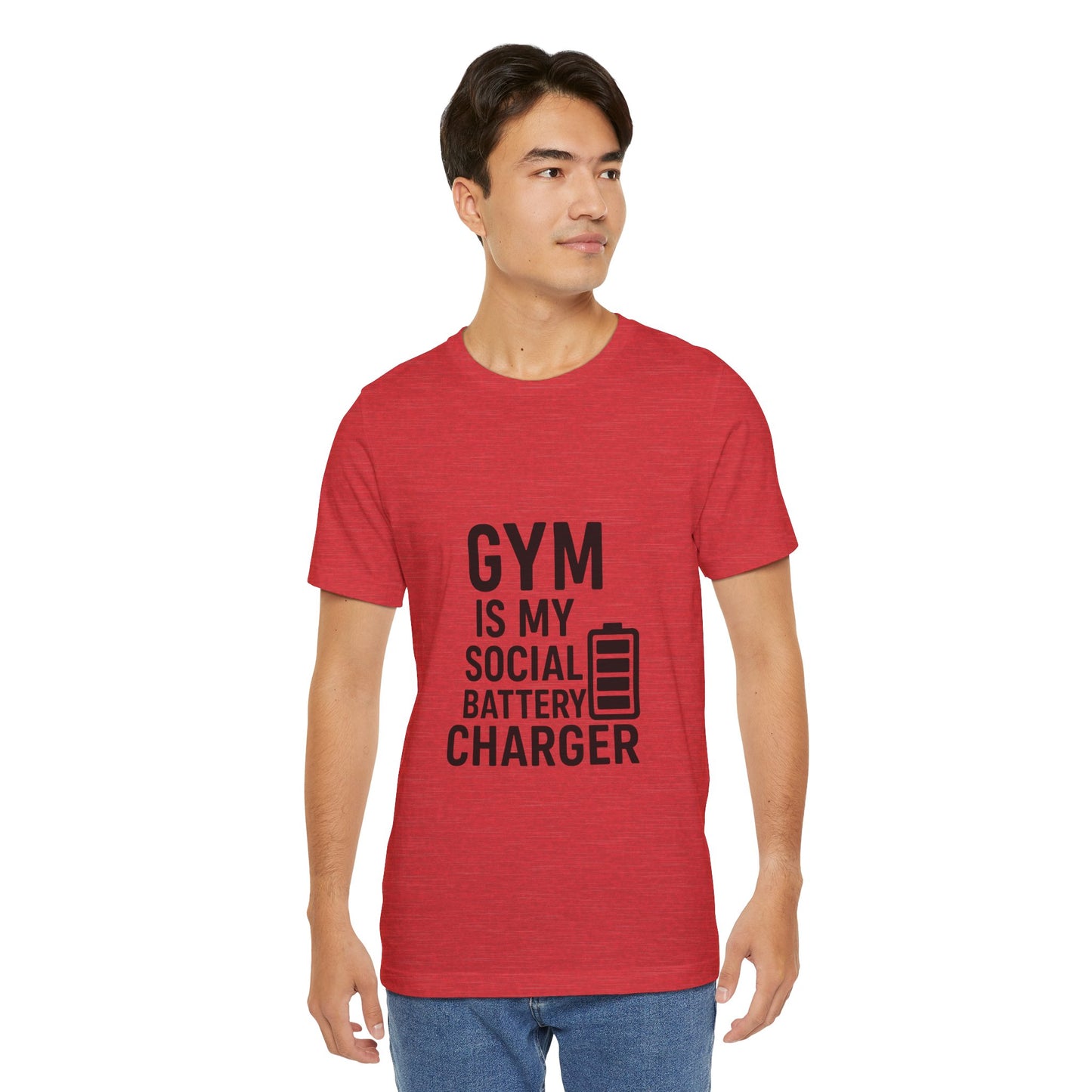 Gym Is My Social Battery Bar Unisex Jersey Short Sleeve Tee T-shirt