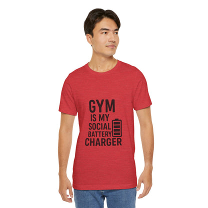Gym Is My Social Battery Bar Unisex Jersey Short Sleeve Tee T-shirt