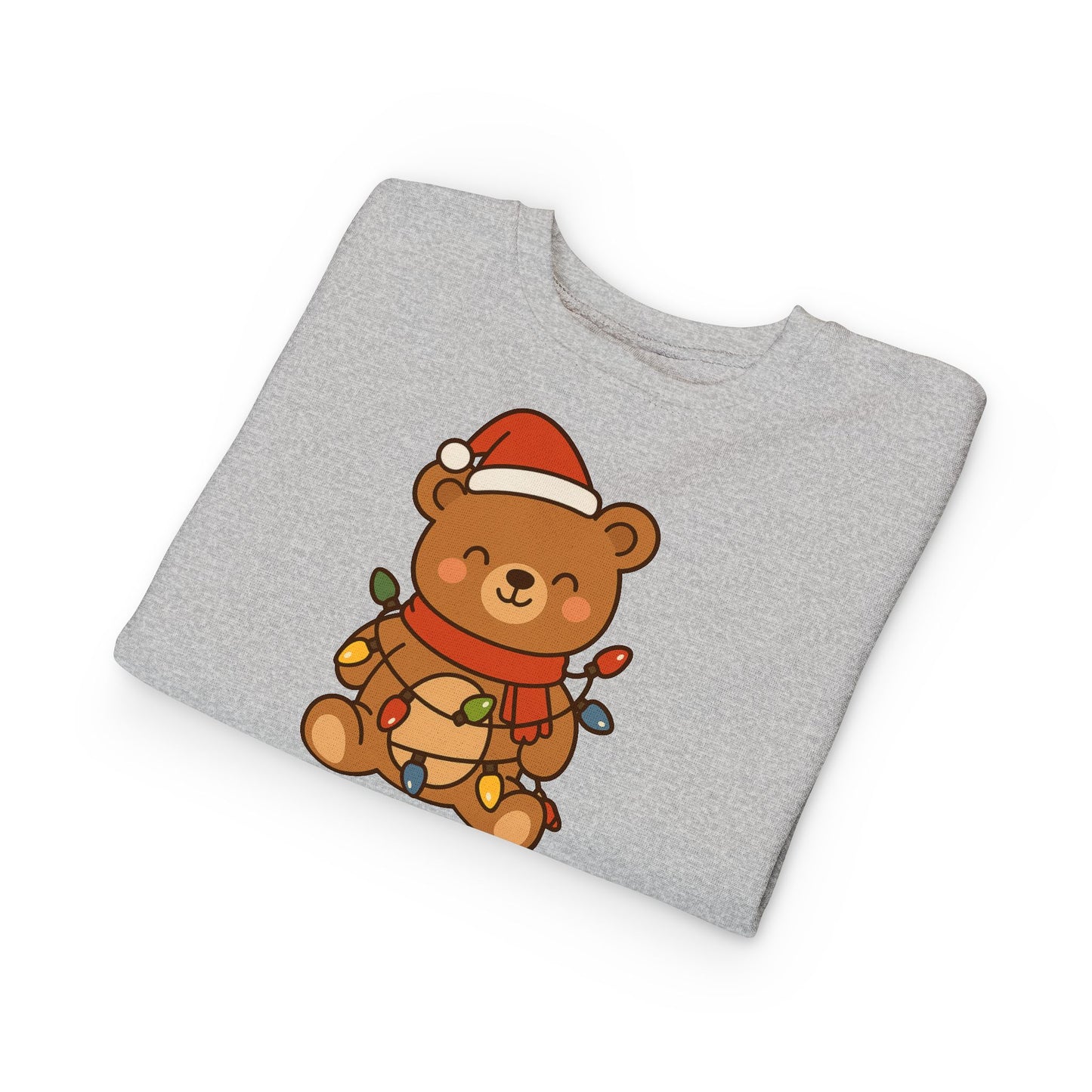 Teddy Bear With Christmas Lights And Hat Toddler Sweatshirt