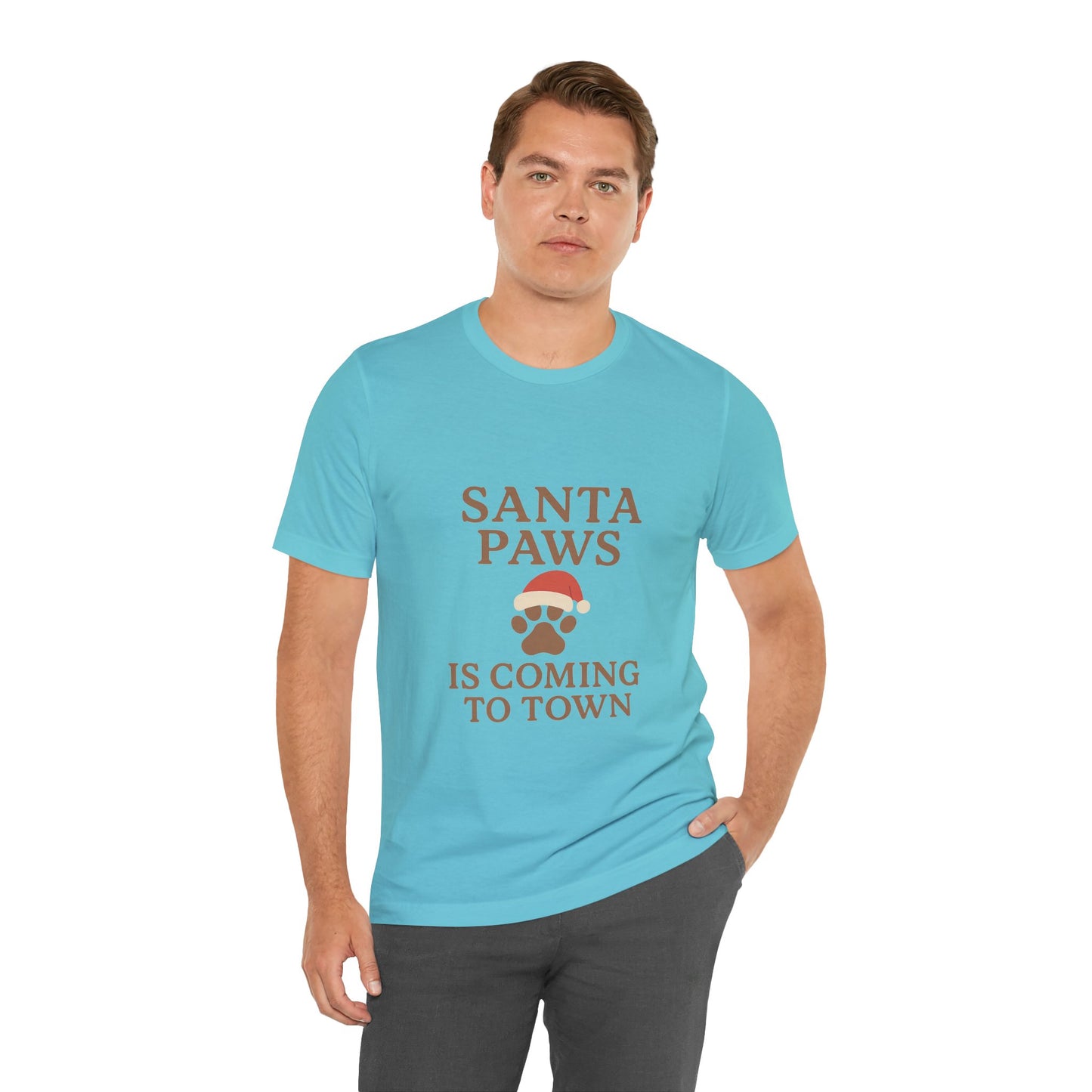 Santa Paws Is Coming To Town Christmas Unisex Jersey Short Sleeve Tee T-shirt