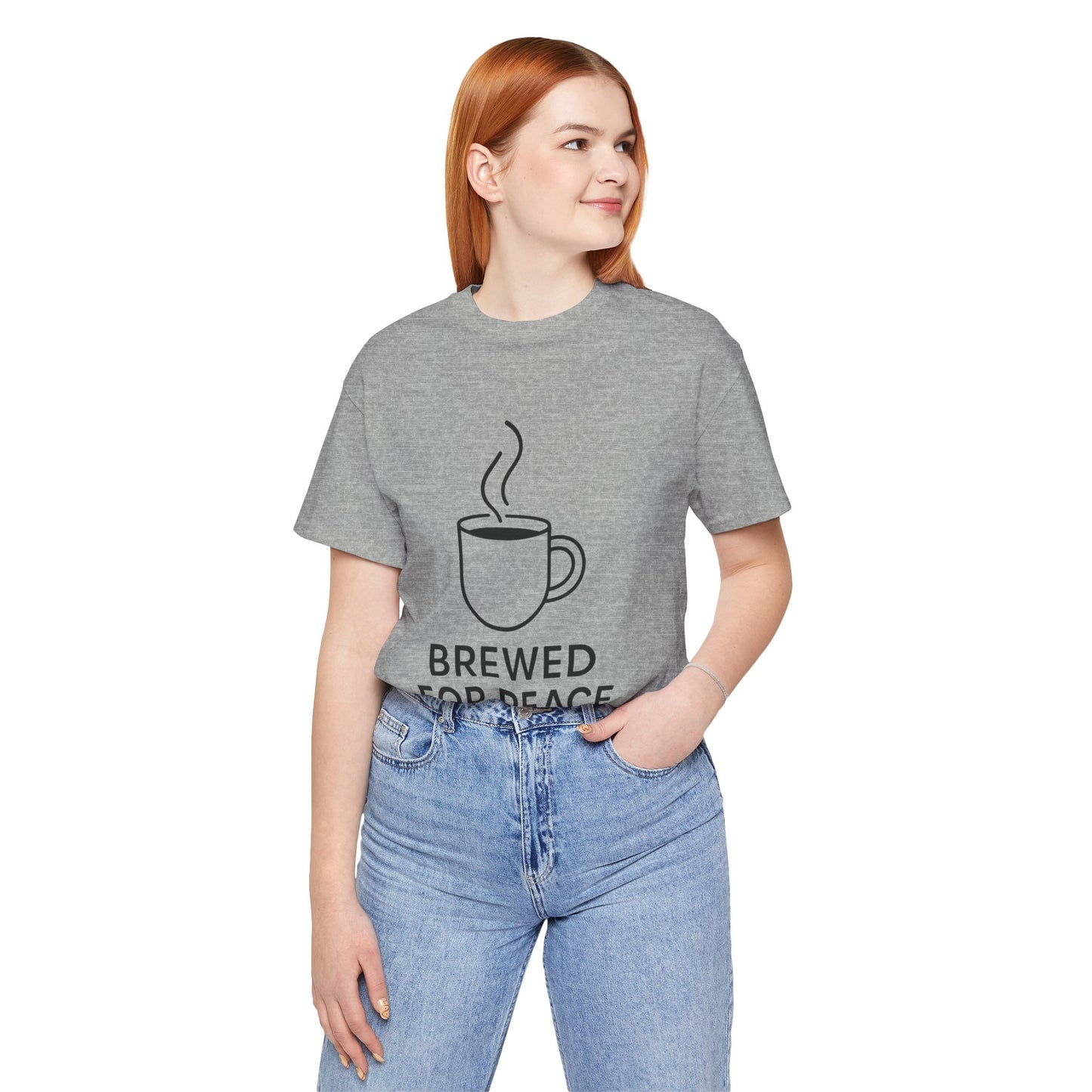 Brewed For Peace Coffee Humor Unisex Jersey Short Sleeve Tee T-shirt