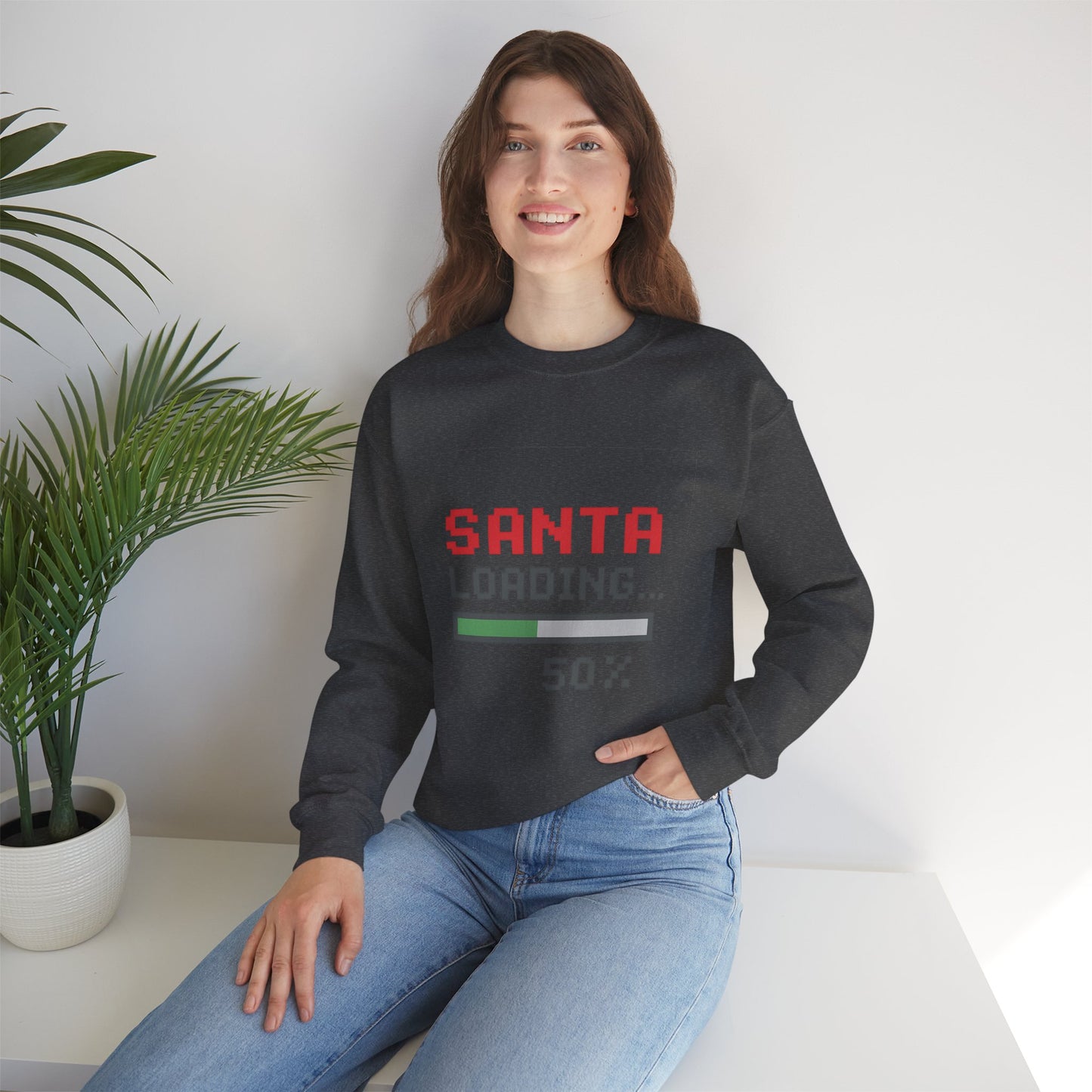 Santa Loading Bar Christmas Unisex Heavy Blend™ Crewneck Sweatshirt