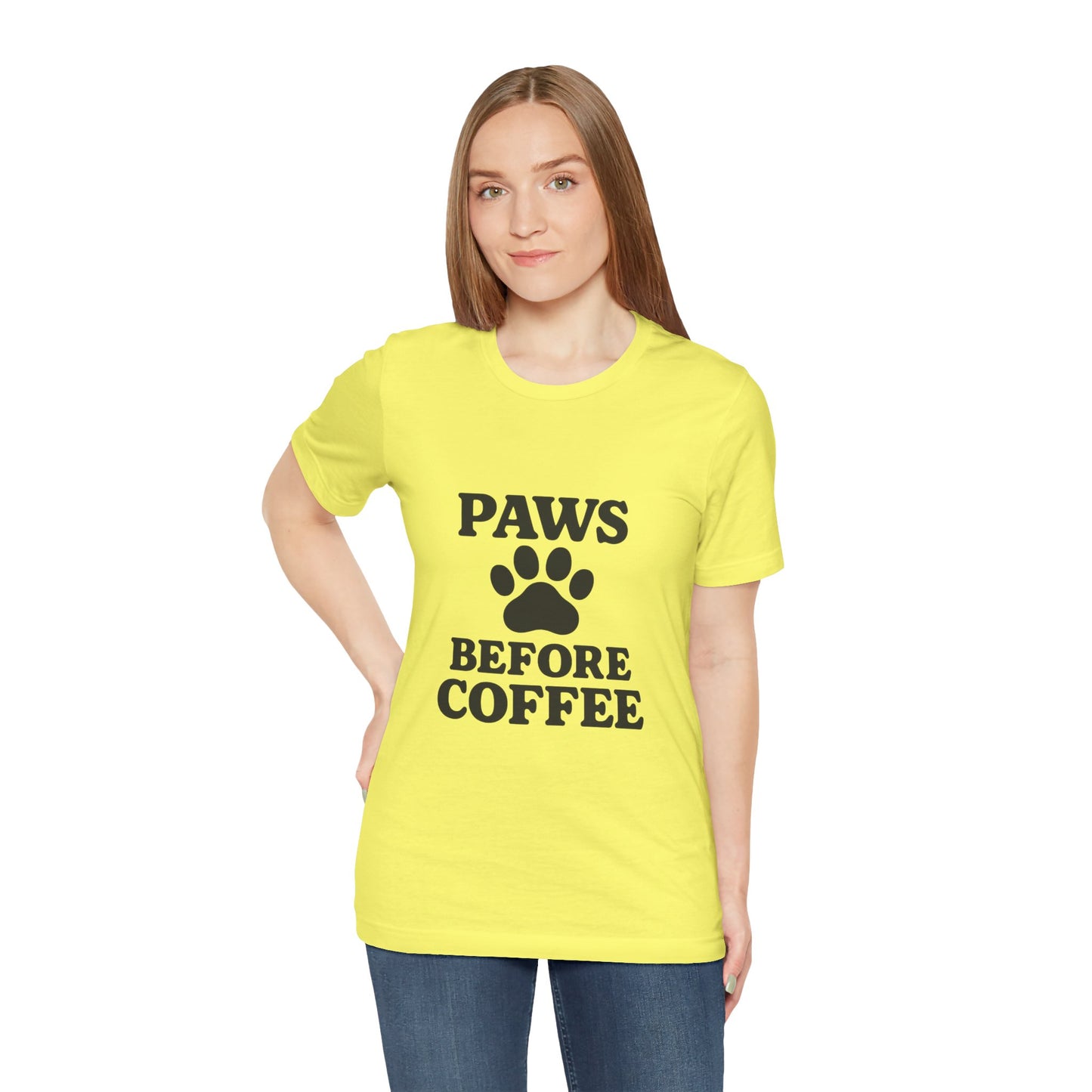 Paws Before Coffee Unisex Jersey Short Sleeve Tee T-shirt