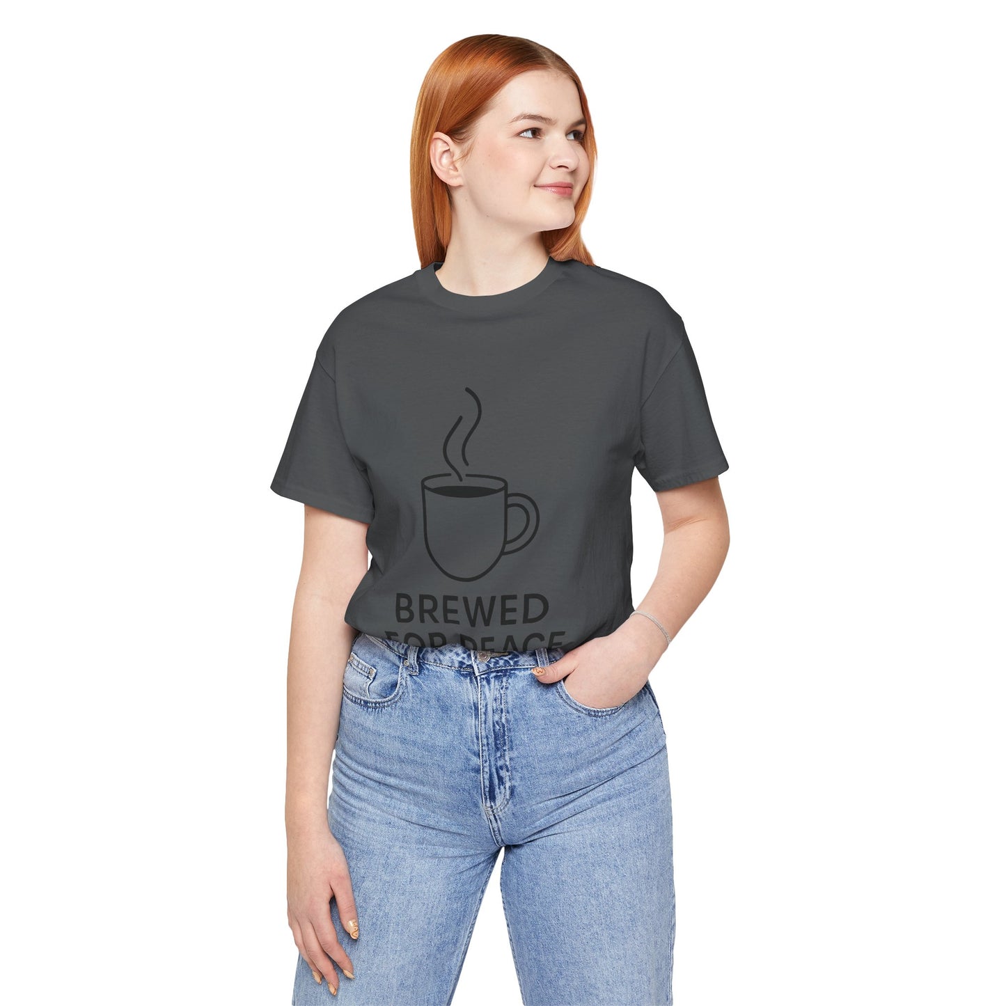 Brewed For Peace Coffee Humor Unisex Jersey Short Sleeve Tee T-shirt