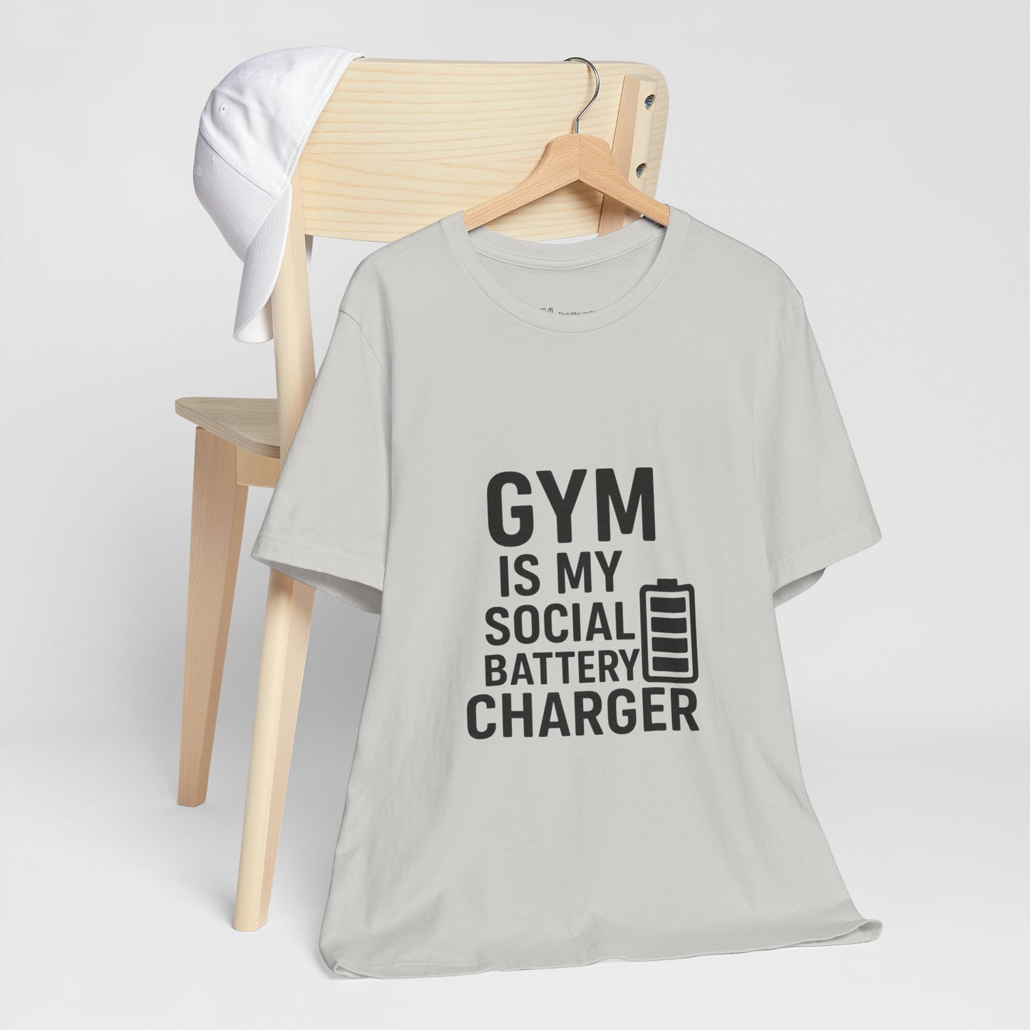 Gym Is My Social Battery Bar Unisex Jersey Short Sleeve Tee T-shirt