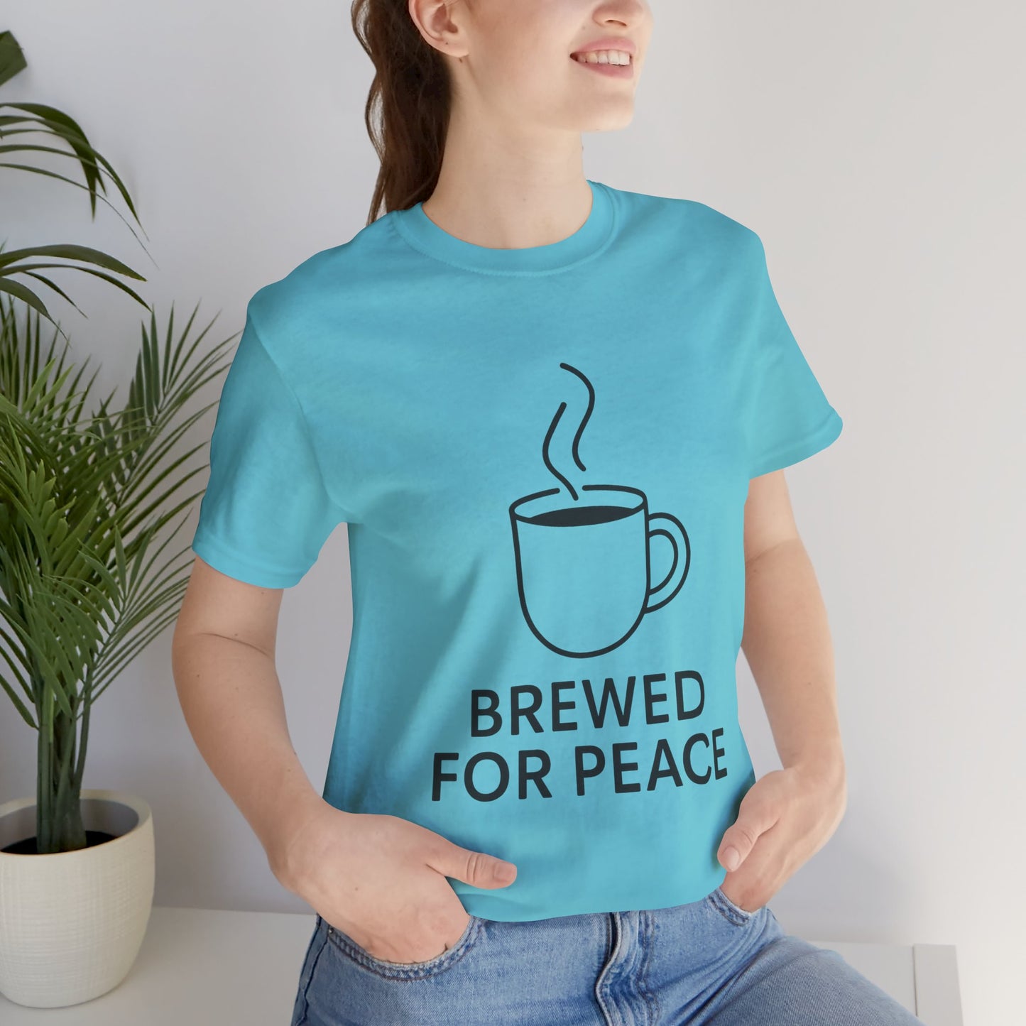Brewed For Peace Coffee Humor Unisex Jersey Short Sleeve Tee T-shirt