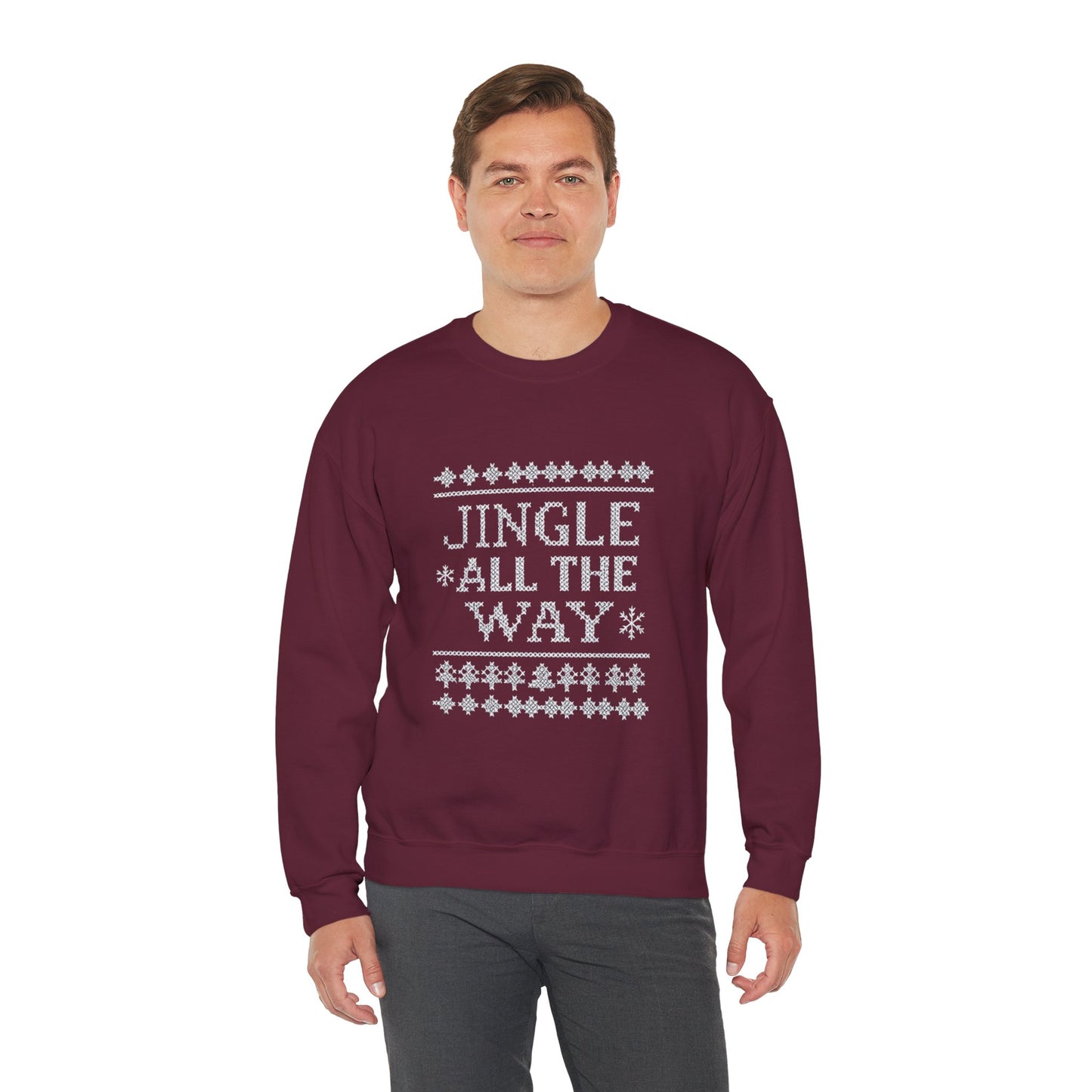 Merry Christmas Ugly Knitted Sweater Style Unisex Heavy Blend™ Crewneck Sweatshirt
