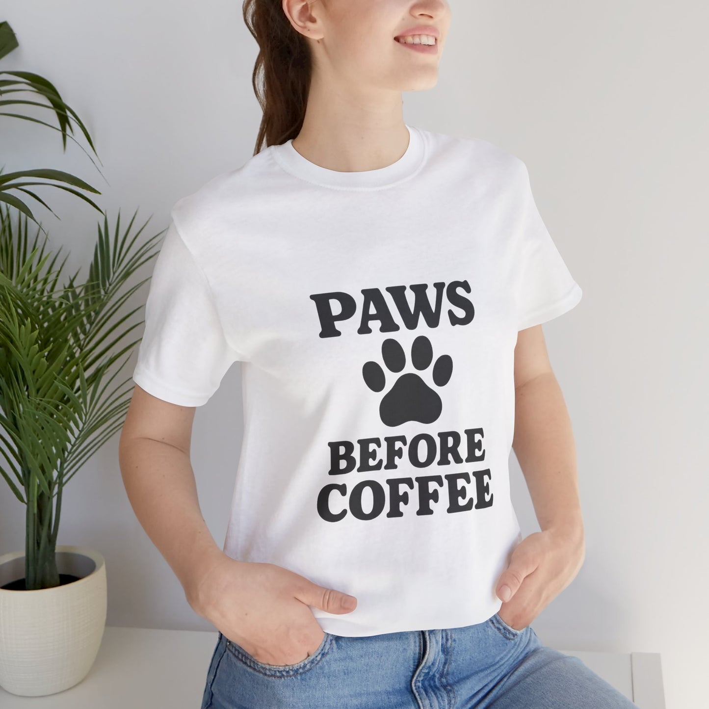 Paws Before Coffee Unisex Jersey Short Sleeve Tee T-shirt
