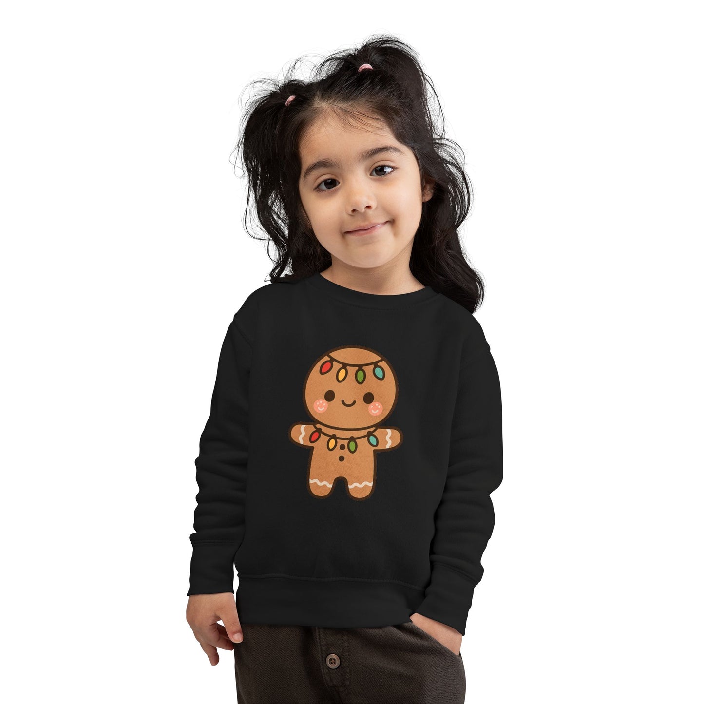 Gingerbread Cookie Decorated With Lights Christmas Toddler Sweatshirt
