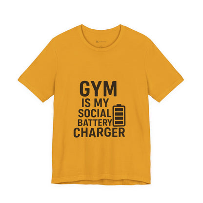 Gym Is My Social Battery Bar Unisex Jersey Short Sleeve Tee T-shirt