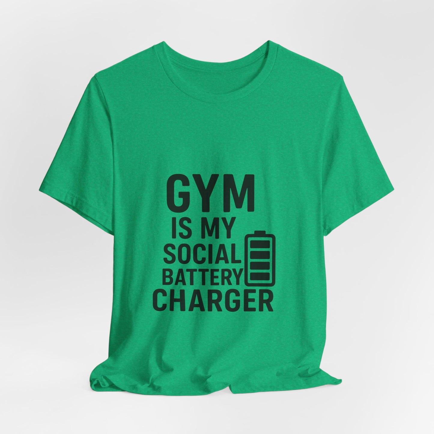 Gym Is My Social Battery Bar Unisex Jersey Short Sleeve Tee T-shirt