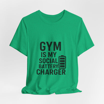 Gym Is My Social Battery Bar Unisex Jersey Short Sleeve Tee T-shirt