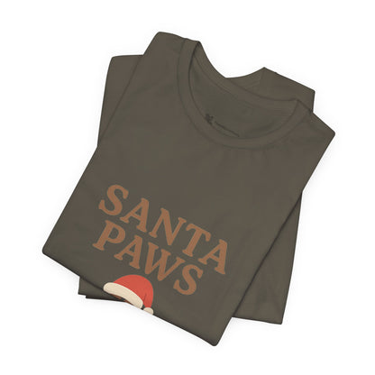 Santa Paws Is Coming To Town Christmas Unisex Jersey Short Sleeve Tee T-shirt