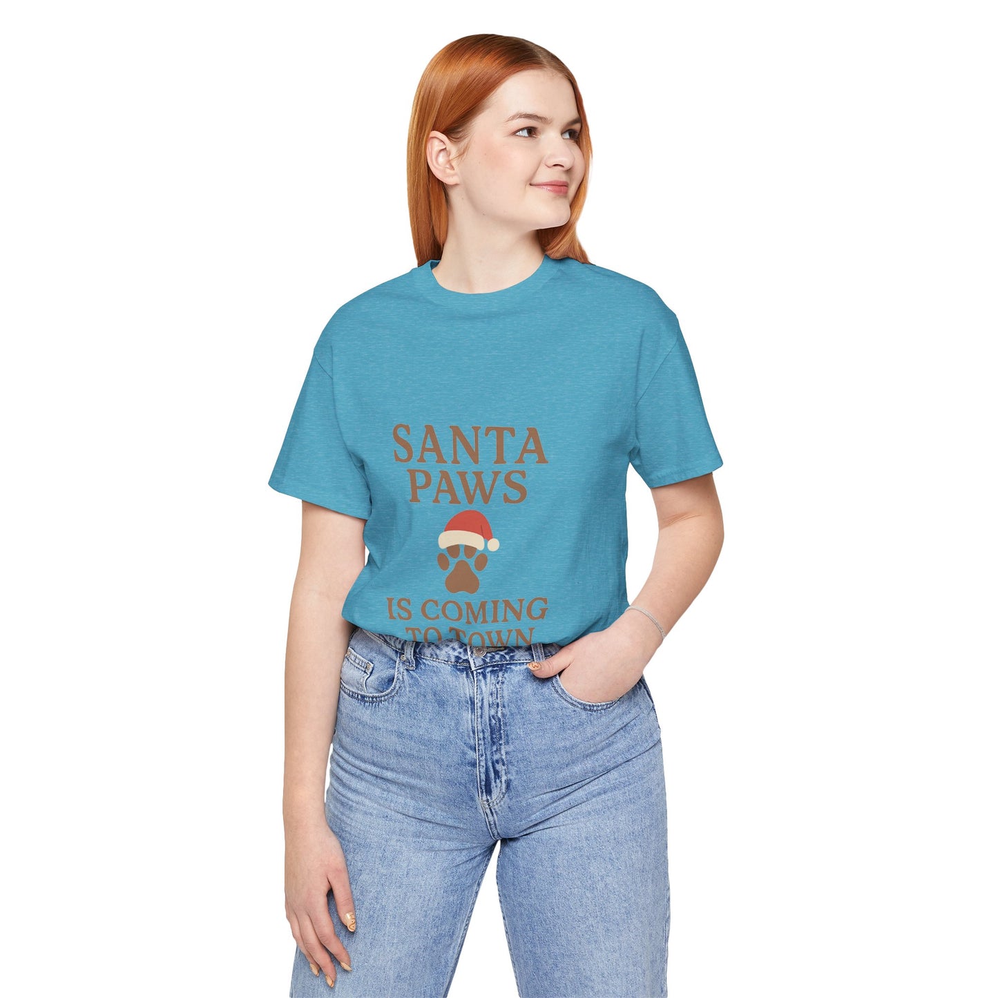 Santa Paws Is Coming To Town Christmas Unisex Jersey Short Sleeve Tee T-shirt