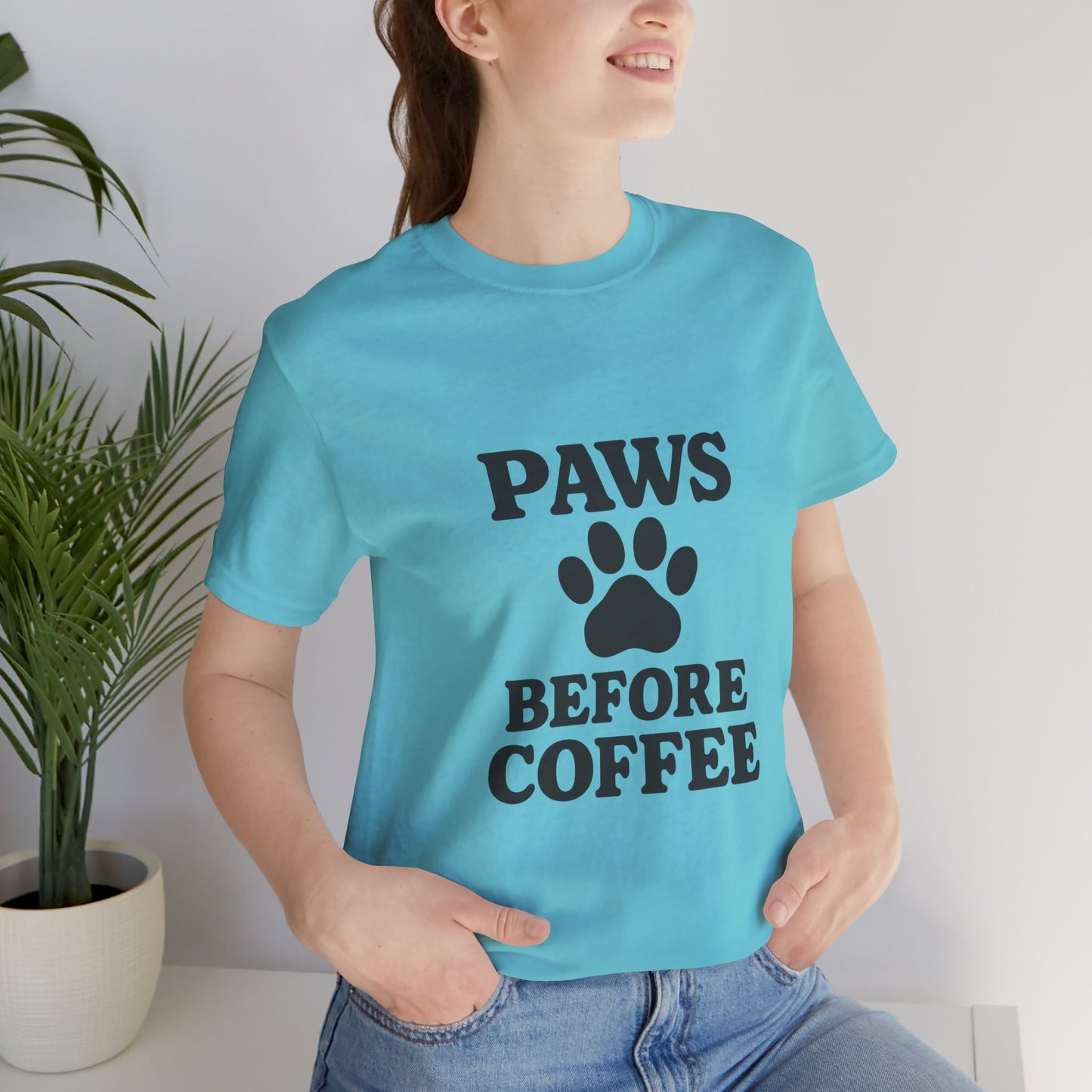 Paws Before Coffee Unisex Jersey Short Sleeve Tee T-shirt